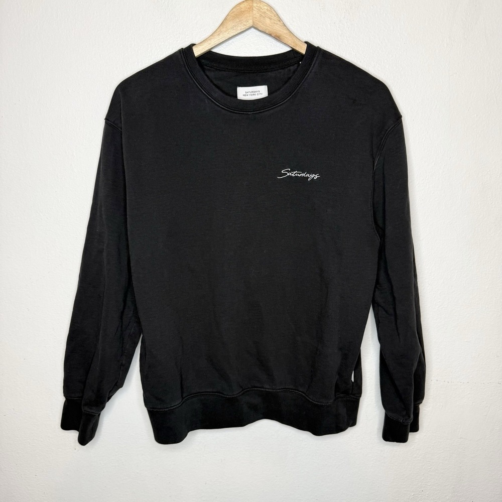 Saturdays New York City Bowery Signature Crew Black Sweatshirt Men's Medium